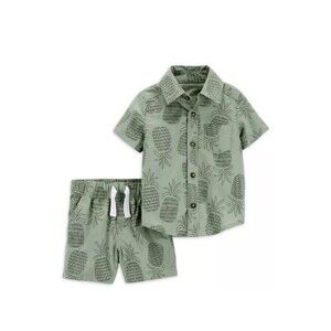 NWT 3-6  Child of Mine by Carter's Baby Boy's Two Piece Green Pineapple Summer